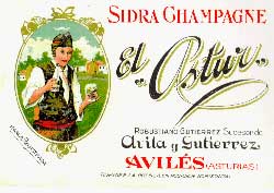 Cartel de sidra champagne "El Astur"